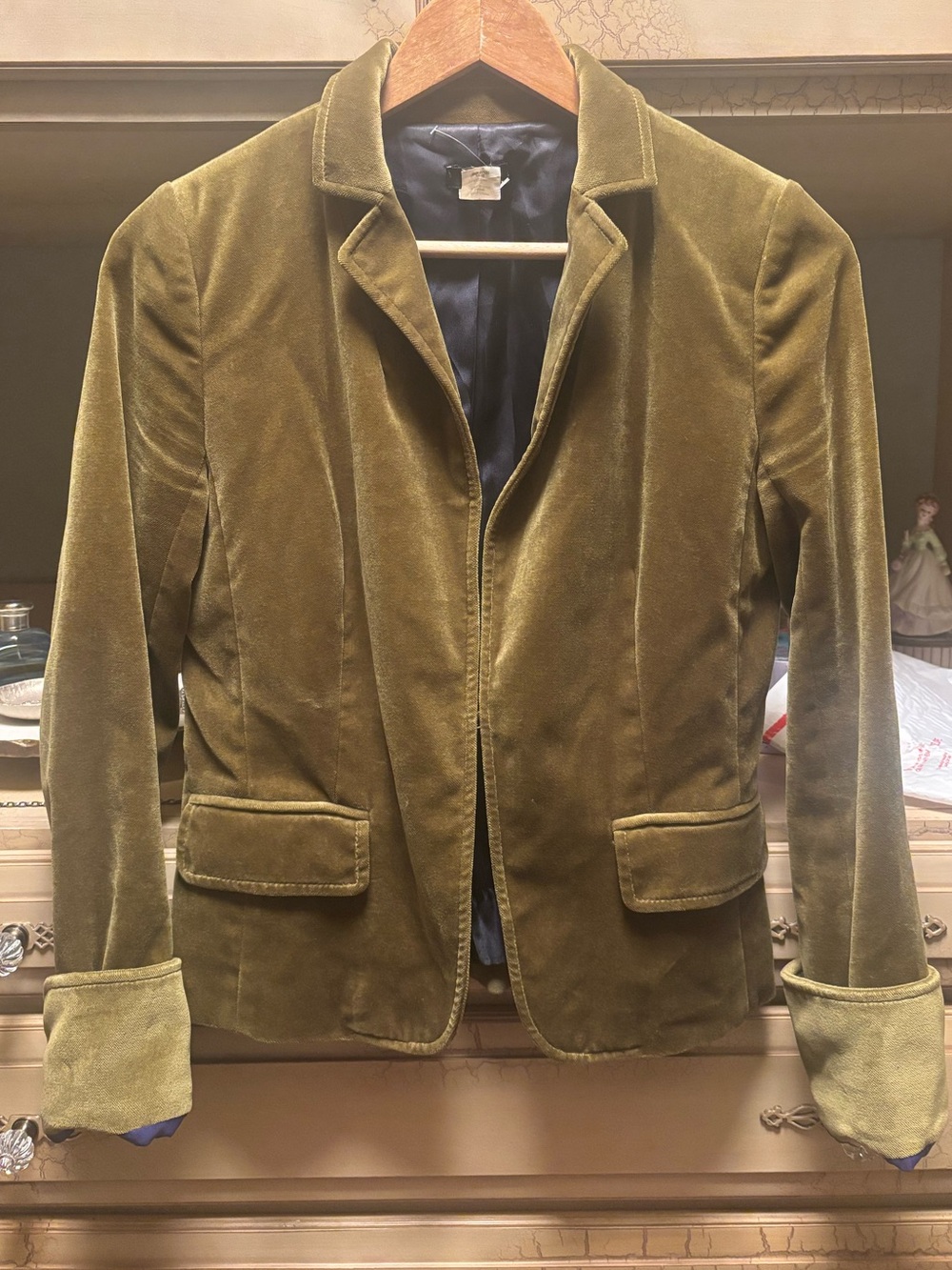 J Crew Olive Green Velvet Blazer
